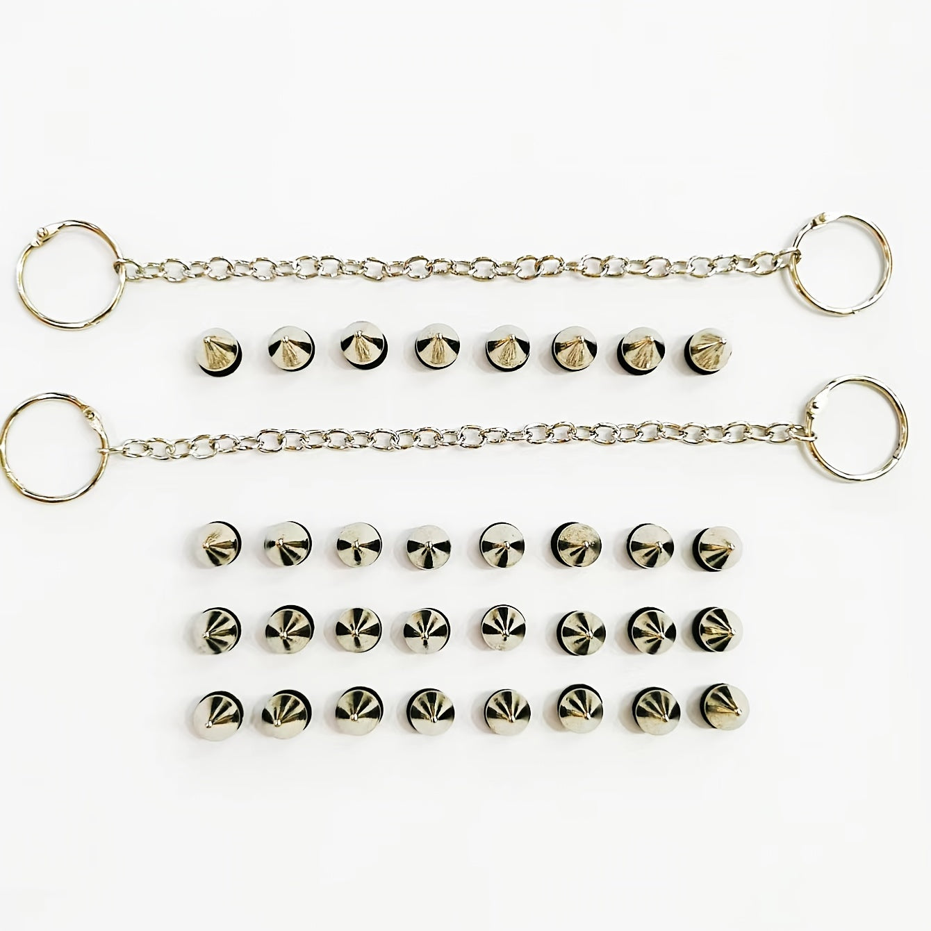 34pcs/set Punk Style Metal Bullet Rivet Chain Shoe Charms For Decoration, DIY Accessories For Women & Men