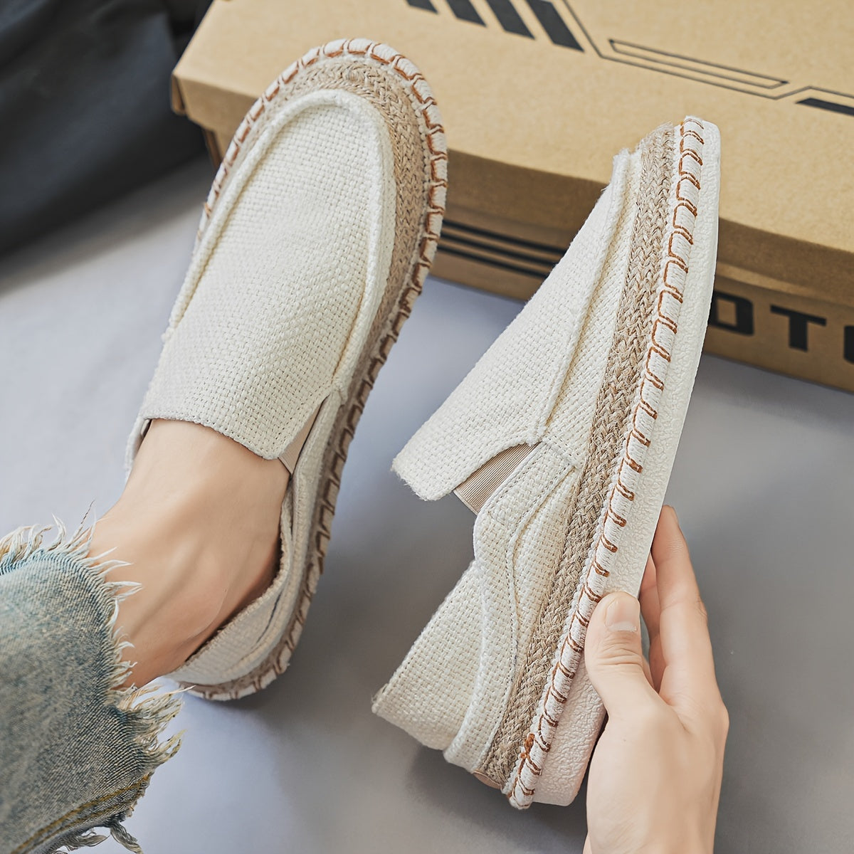 Canvas Loafers with Soft Lightweight Flat Sole, Breathable Espadrille Design for Women
