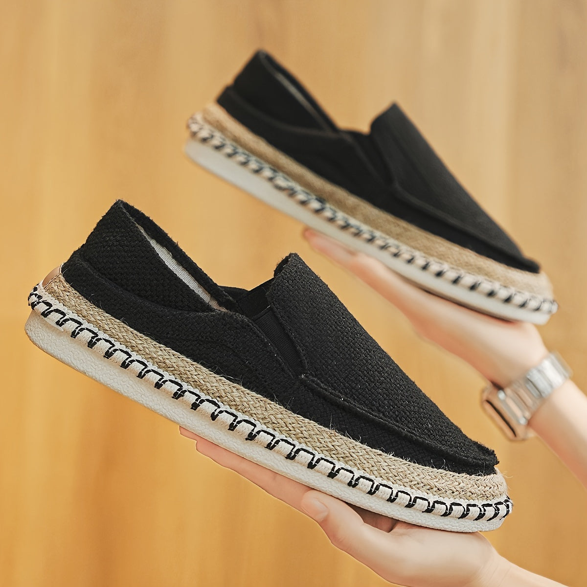 Canvas Loafers with Soft Lightweight Flat Sole, Breathable Espadrille Design for Women