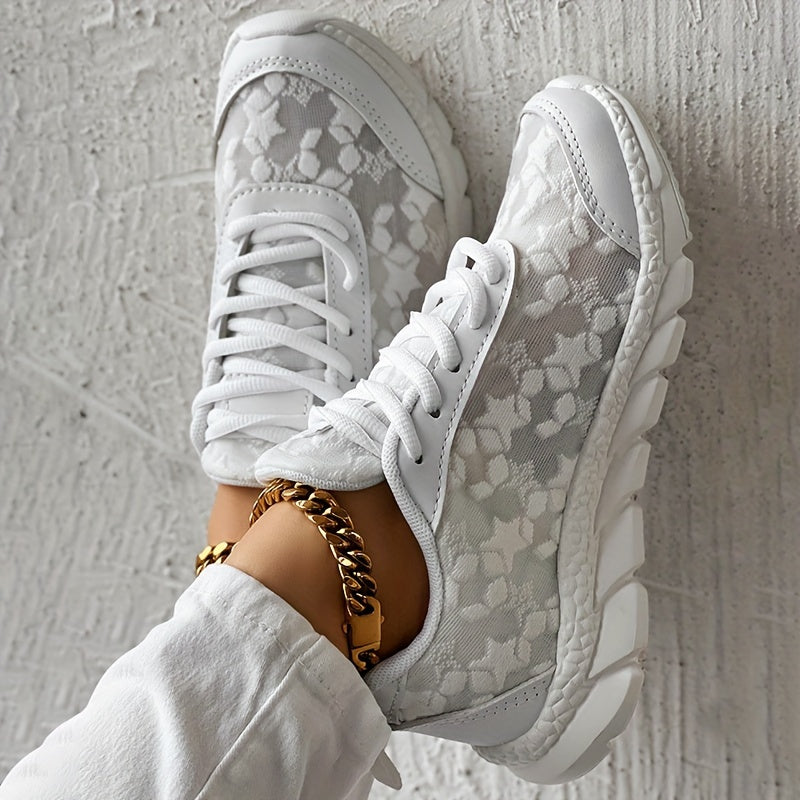 Breathable Floral Sneakers with Cushioned MD Sole for Women