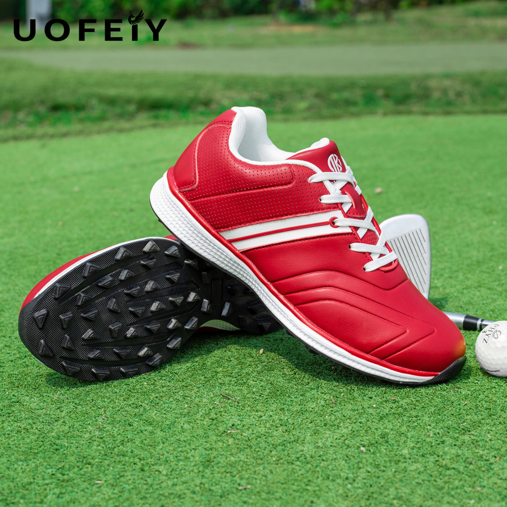 UOFEIY Men's Professional Golf Shoes - Lightweight, Breathable, Non-Slip Sneakers with Fabric Upper & MD/Rubber Sole for Outdoor Sports, Travel, and Business Casual Wear, Business Casual Shoes | Sleek Sneaker Design | Synthet