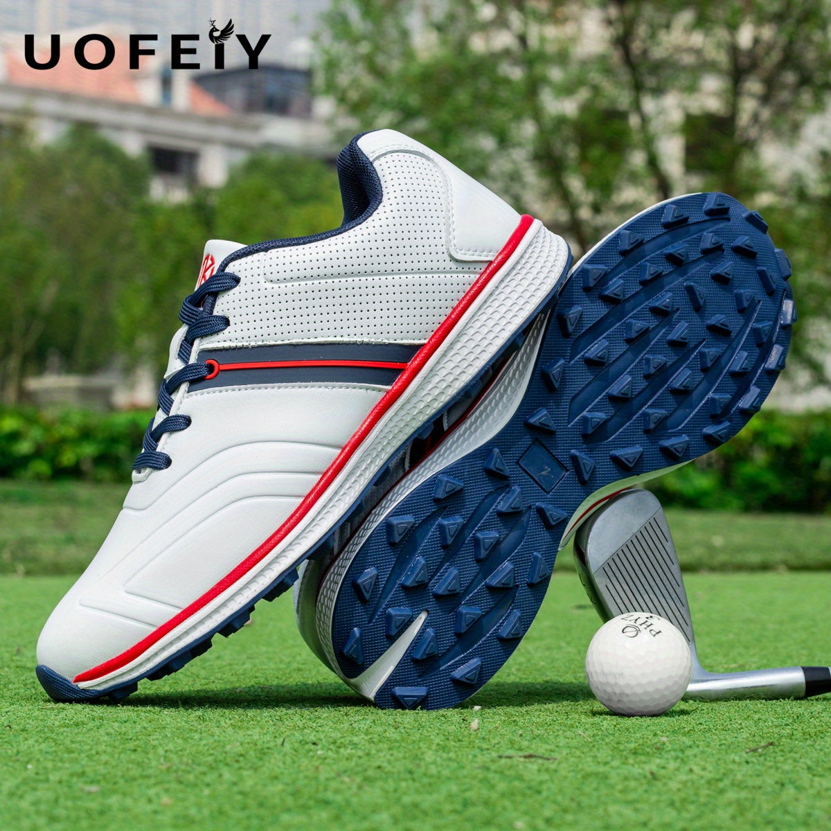 UOFEIY Men's Professional Golf Shoes - Lightweight, Breathable, Non-Slip Sneakers with Fabric Upper & MD/Rubber Sole for Outdoor Sports, Travel, and Business Casual Wear, Business Casual Shoes | Sleek Sneaker Design | Synthet