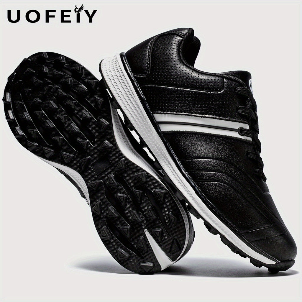 UOFEIY Men's Professional Golf Shoes - Lightweight, Breathable, Non-Slip Sneakers with Fabric Upper & MD/Rubber Sole for Outdoor Sports, Travel, and Business Casual Wear, Business Casual Shoes | Sleek Sneaker Design | Synthet
