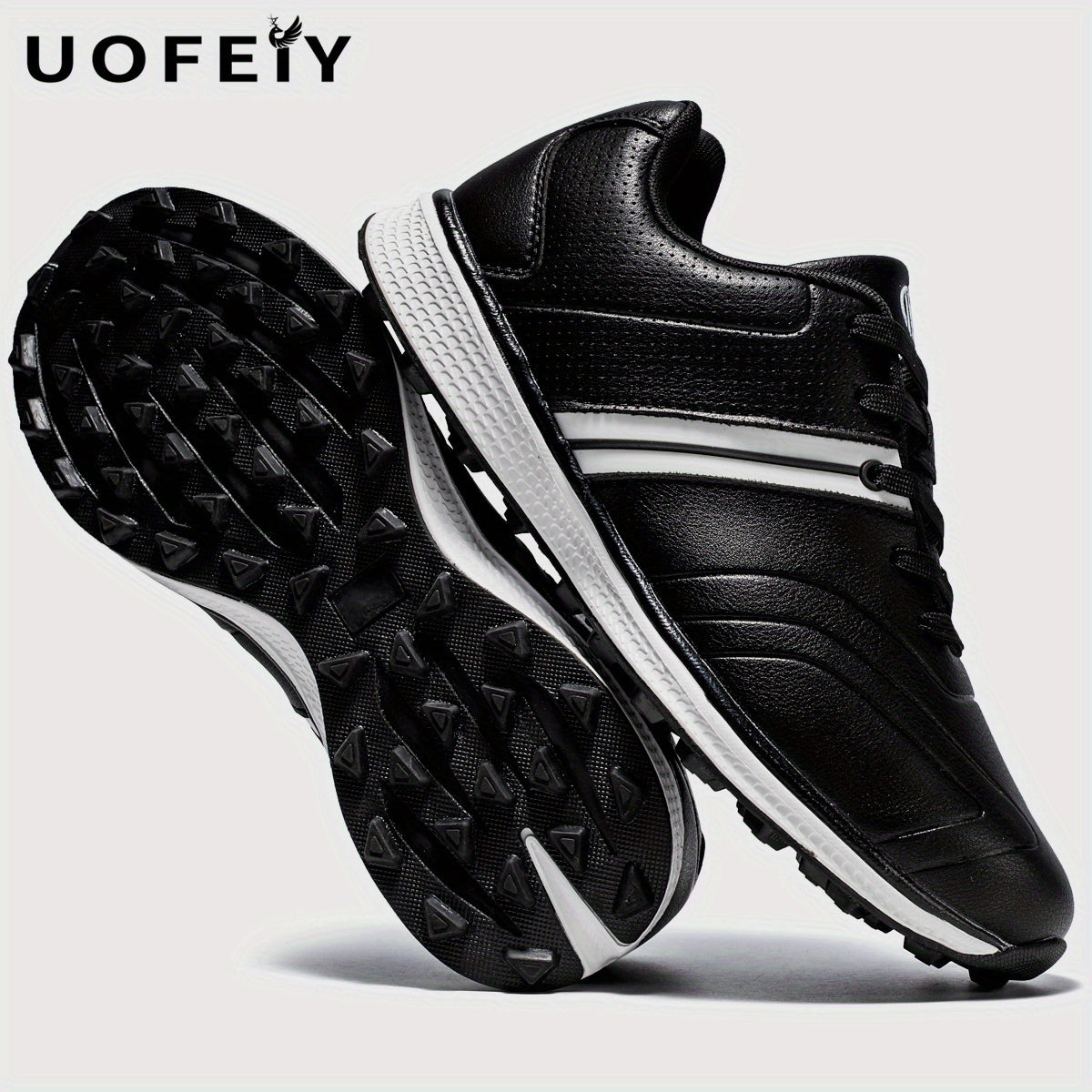 UOFEIY Men's Professional Golf Shoes - Lightweight, Breathable, Non-Slip Sneakers with Fabric Upper & MD/Rubber Sole for Outdoor Sports, Travel, and Business Casual Wear, Business Casual Shoes | Sleek Sneaker Design | Synthet