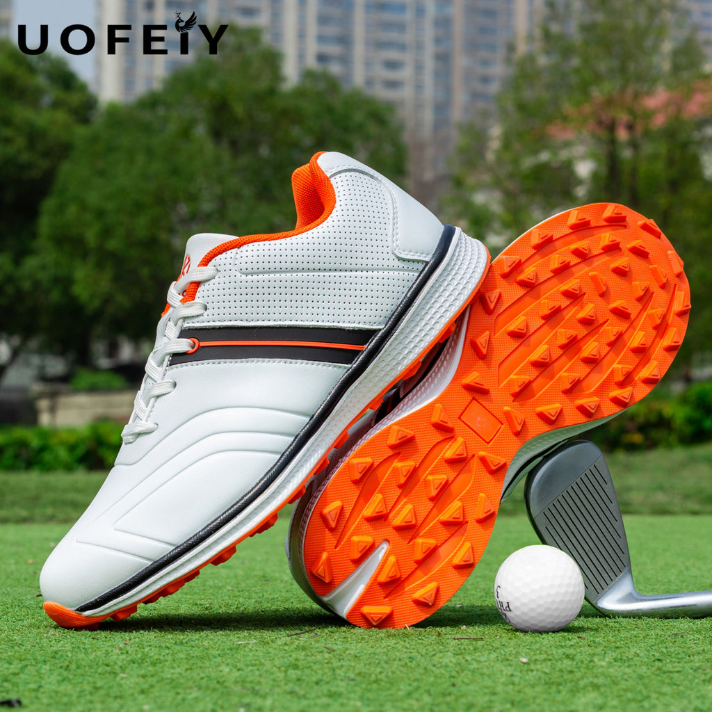 UOFEIY Men's Professional Golf Shoes - Lightweight, Breathable, Non-Slip Sneakers with Fabric Upper & MD/Rubber Sole for Outdoor Sports, Travel, and Business Casual Wear, Business Casual Shoes | Sleek Sneaker Design | Synthet