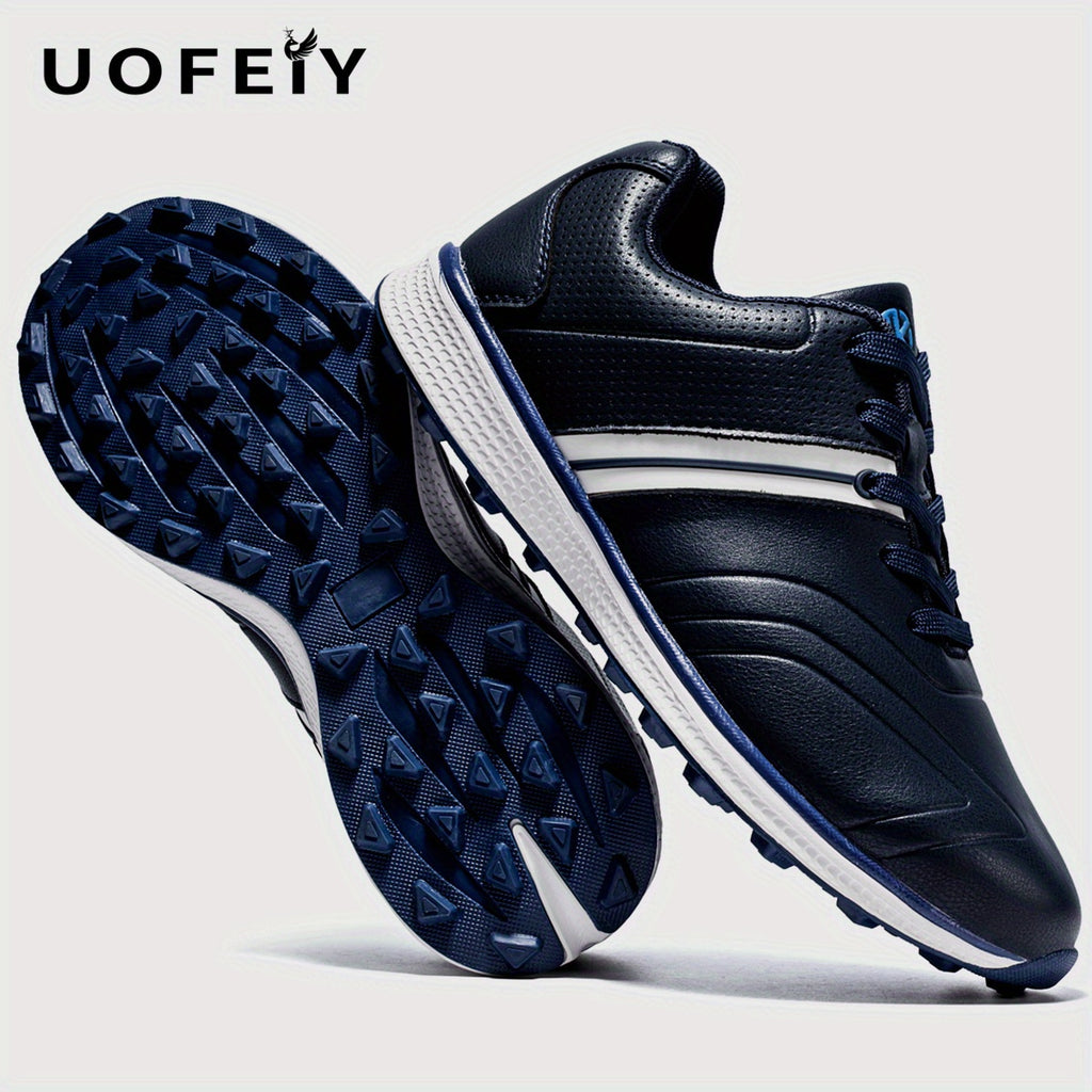 UOFEIY Men's Professional Golf Shoes - Lightweight, Breathable, Non-Slip Sneakers with Fabric Upper & MD/Rubber Sole for Outdoor Sports, Travel, and Business Casual Wear, Business Casual Shoes | Sleek Sneaker Design | Synthet
