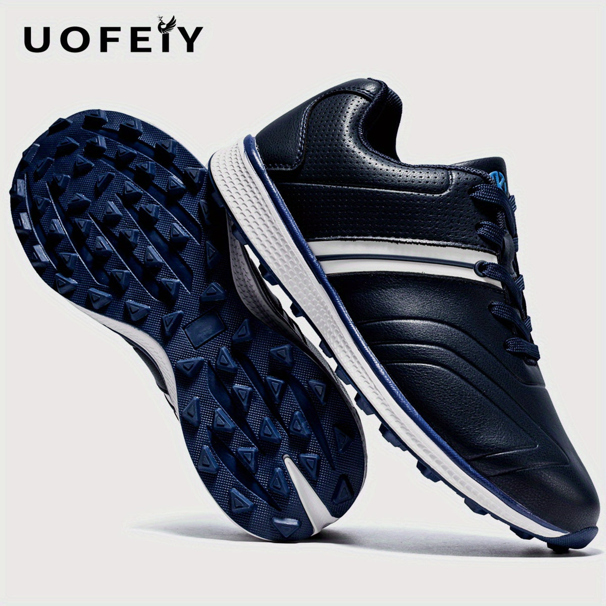 UOFEIY Men's Professional Golf Shoes - Lightweight, Breathable, Non-Slip Sneakers with Fabric Upper & MD/Rubber Sole for Outdoor Sports, Travel, and Business Casual Wear, Business Casual Shoes | Sleek Sneaker Design | Synthet