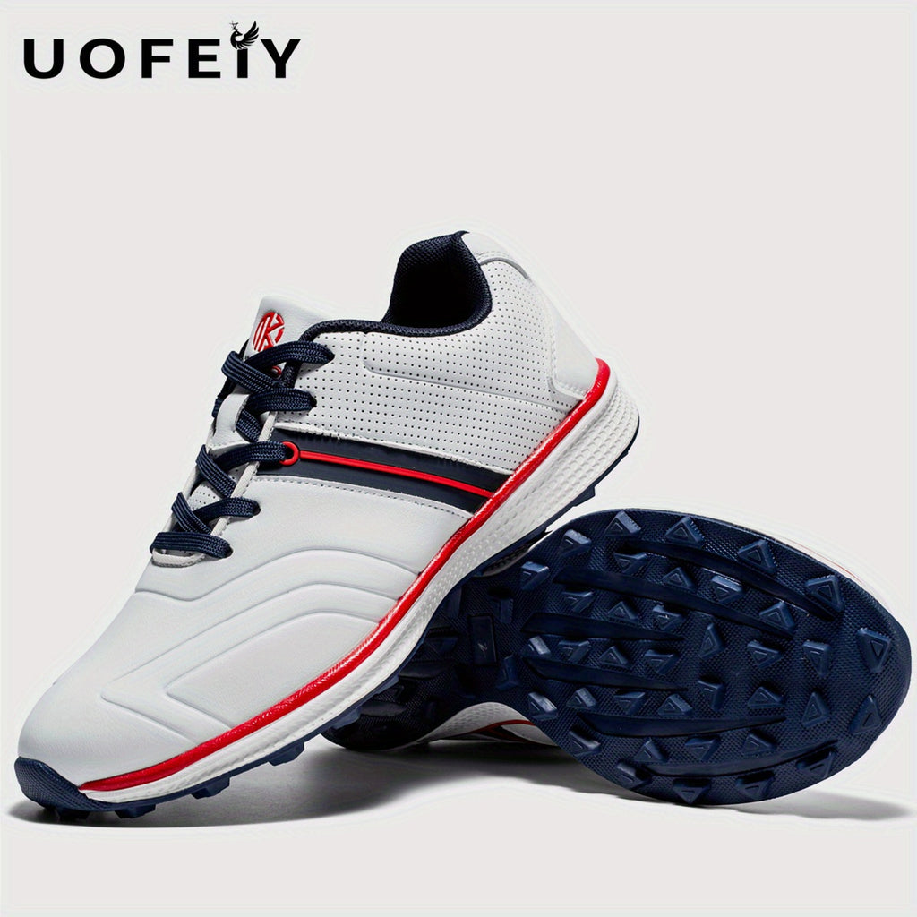 UOFEIY Men's Professional Golf Shoes - Lightweight, Breathable, Non-Slip Sneakers with Fabric Upper & MD/Rubber Sole for Outdoor Sports, Travel, and Business Casual Wear, Business Casual Shoes | Sleek Sneaker Design | Synthet