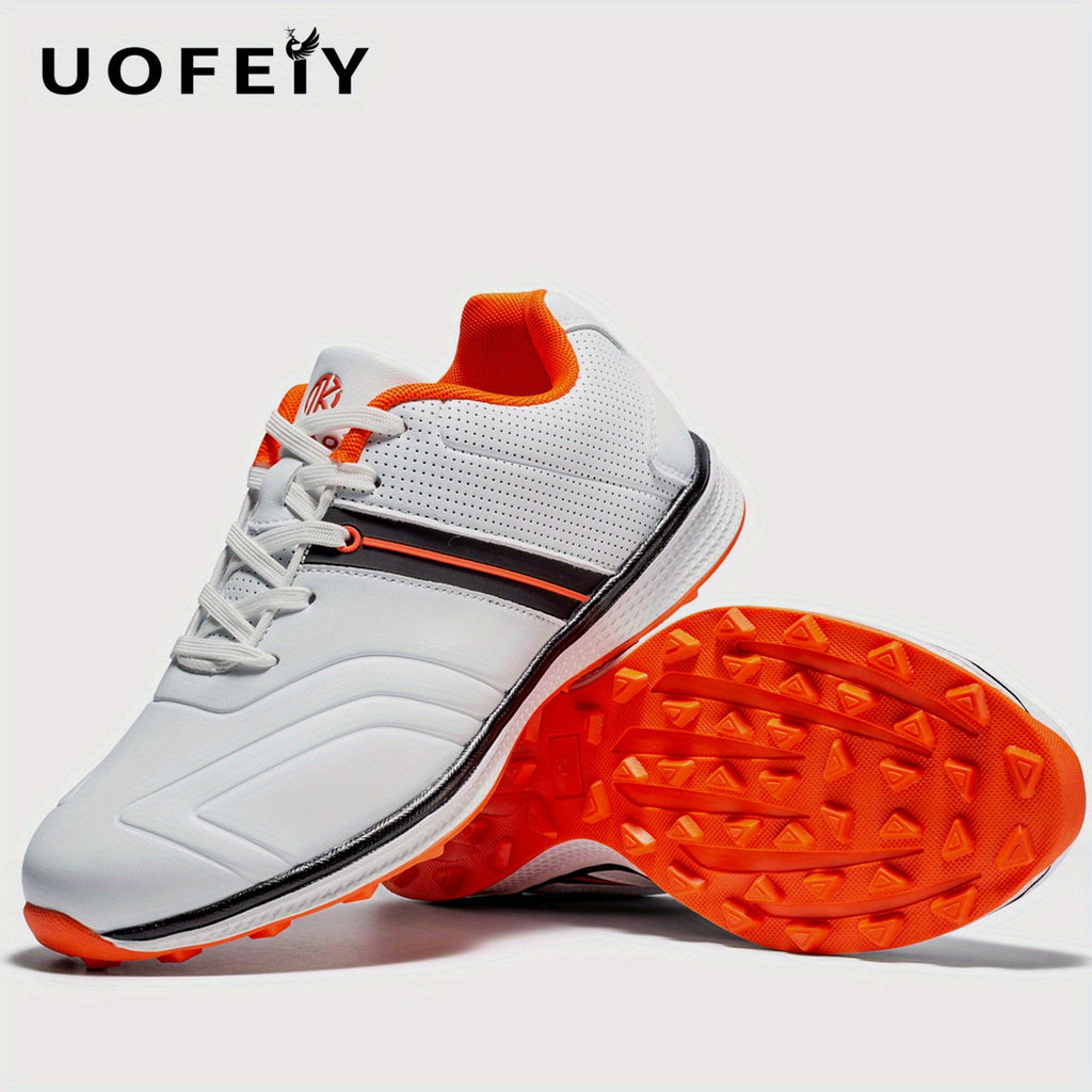 UOFEIY Men's Professional Golf Shoes - Lightweight, Breathable, Non-Slip Sneakers with Fabric Upper & MD/Rubber Sole for Outdoor Sports, Travel, and Business Casual Wear, Business Casual Shoes | Sleek Sneaker Design | Synthet