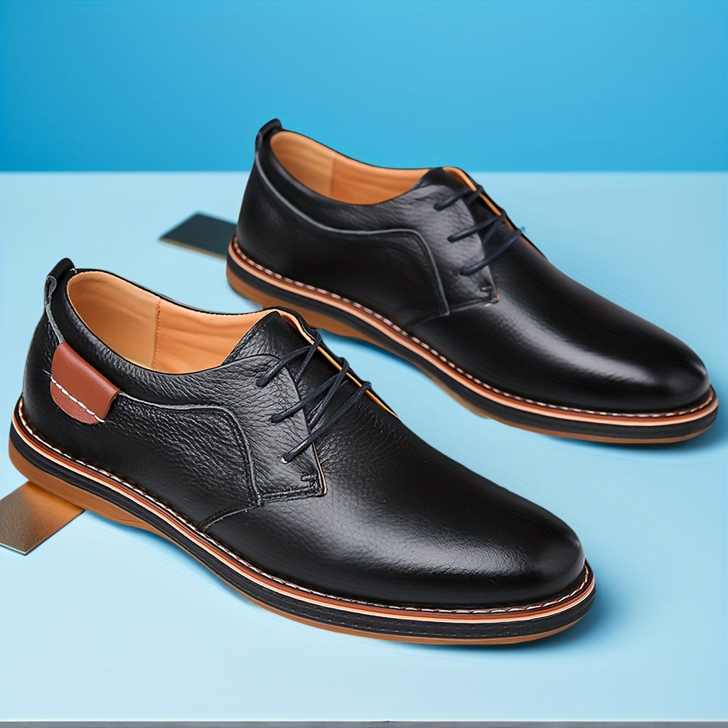 Leather Shoes, Comfortable Lace-Up Design for Men