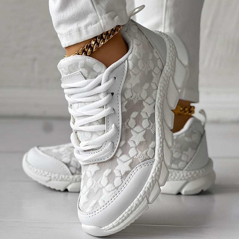 Breathable Floral Sneakers with Cushioned MD Sole for Women