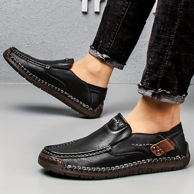 GREKS Men'S Slip-On Loafers - Lightweight Comfortable Casual Shoes with Microfiber Synthetic Upper, EVA Cushioned Insole & Rubber Sole for Driving, Walking, Office & Casual Attire - Black, Office Footwear, Sleek Shoe Design,
