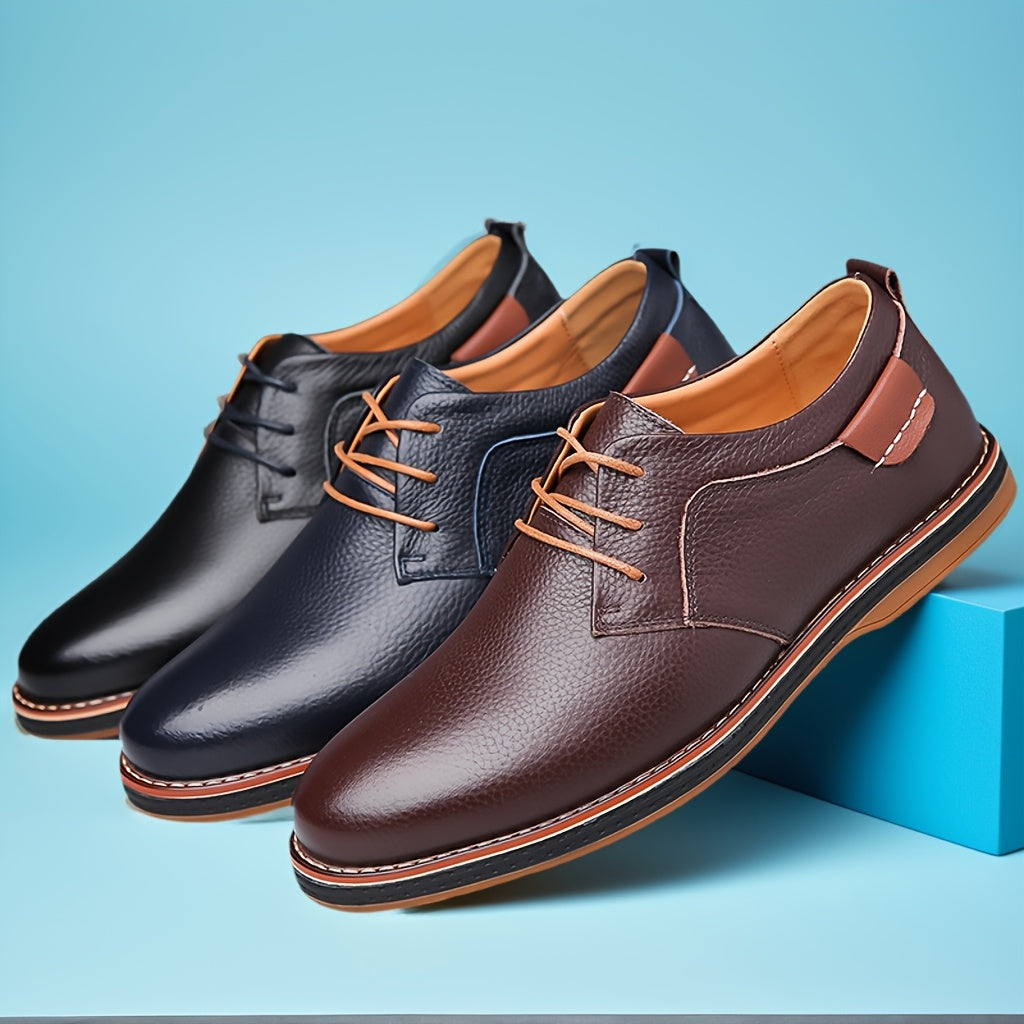 Leather Shoes, Comfortable Lace-Up Design for Men