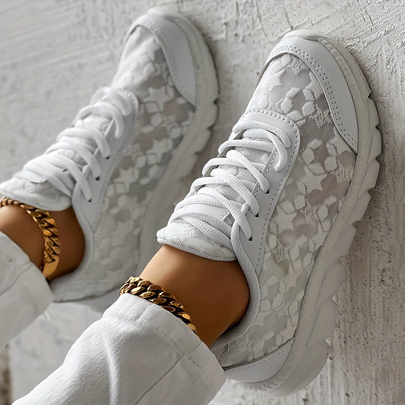 Breathable Floral Sneakers with Cushioned MD Sole for Women