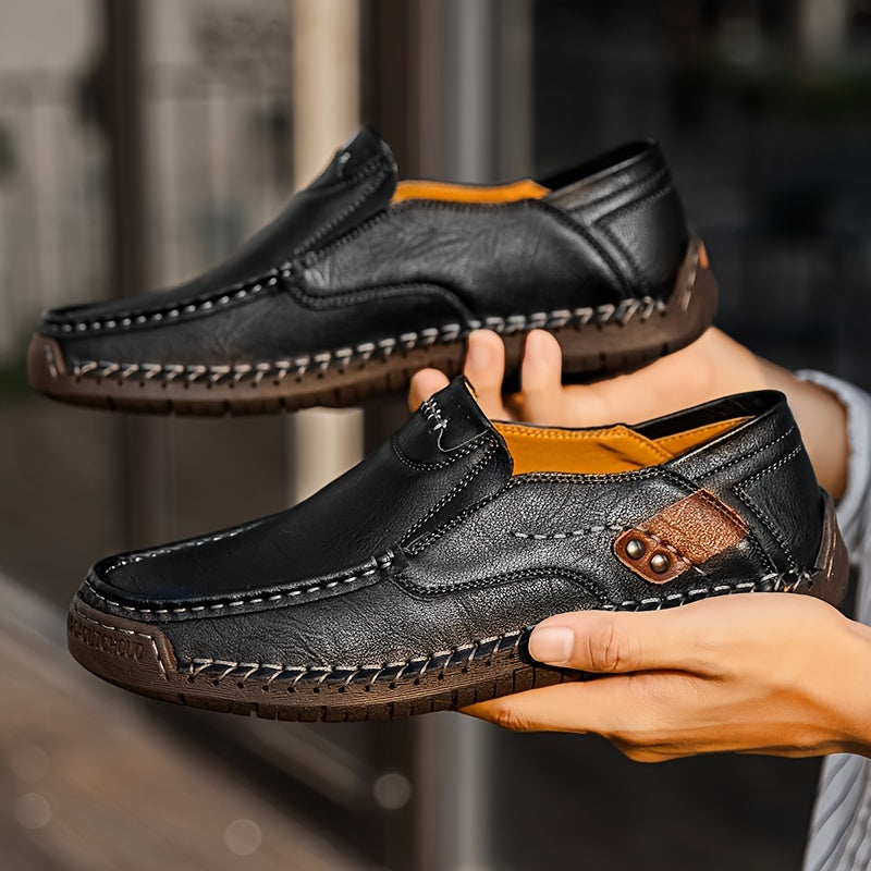 GREKS Men'S Slip-On Loafers - Lightweight Comfortable Casual Shoes with Microfiber Synthetic Upper, EVA Cushioned Insole & Rubber Sole for Driving, Walking, Office & Casual Attire - Black, Office Footwear, Sleek Shoe Design,
