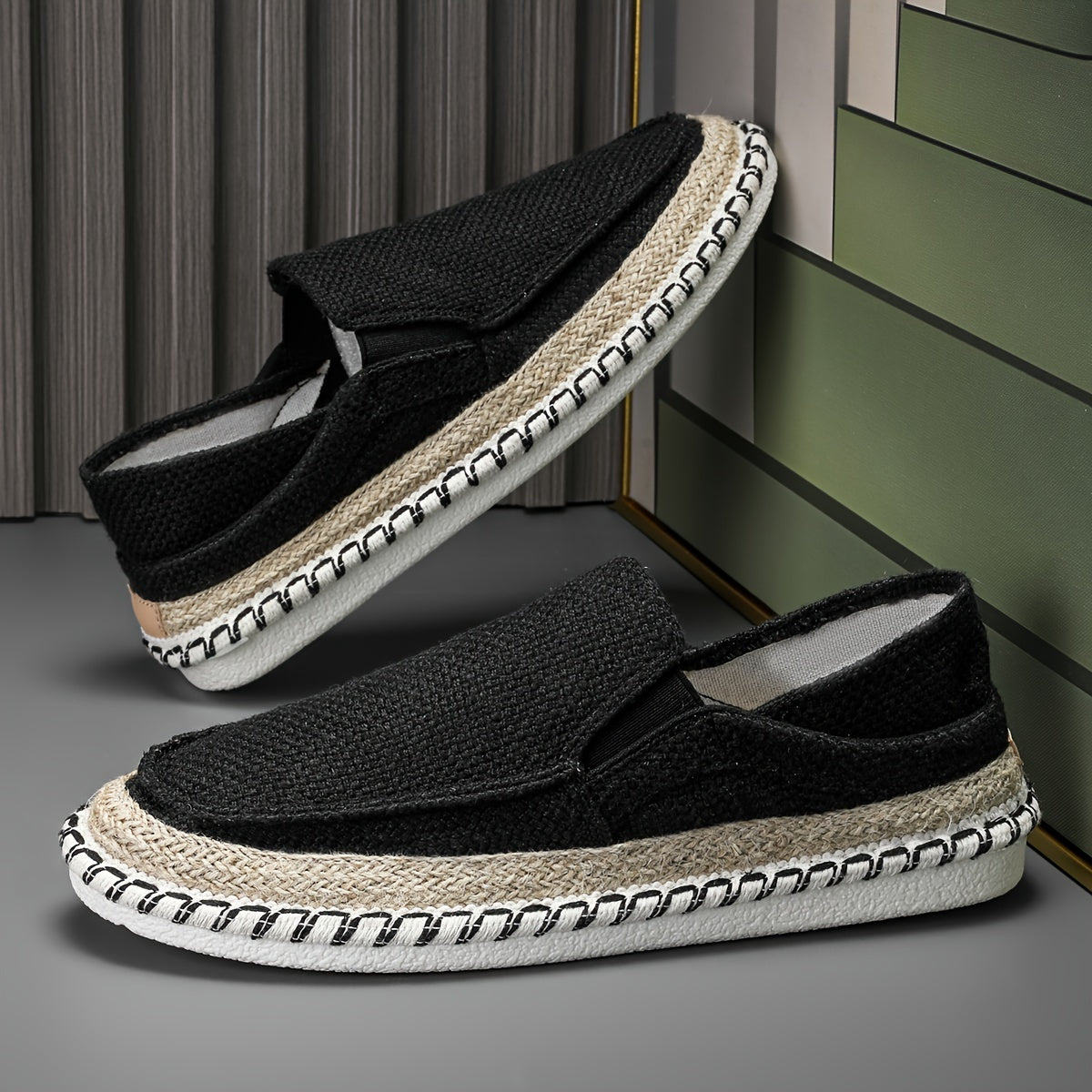 Canvas Loafers with Soft Lightweight Flat Sole, Breathable Espadrille Design for Women