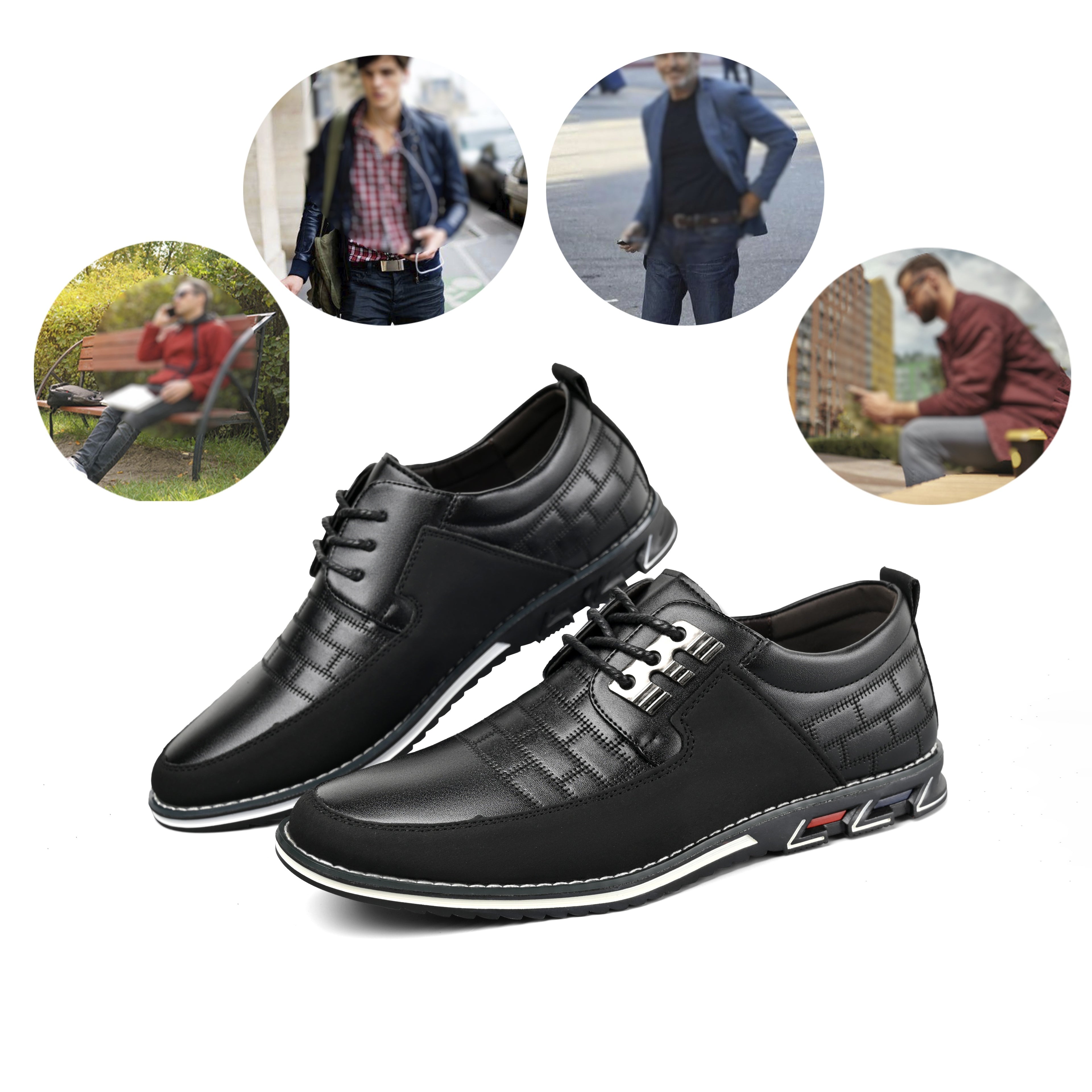 COMFIDAILY Men's Lace-Up Formal & Casual Shoes - Cushioned Insole, Non-Slip Rubber Sole - Minimalist Black Dress Shoes for Office, Events, Travel - Everyday & Special Occasion Footwear, Shoes for Wedding, Event Footwear, Slee