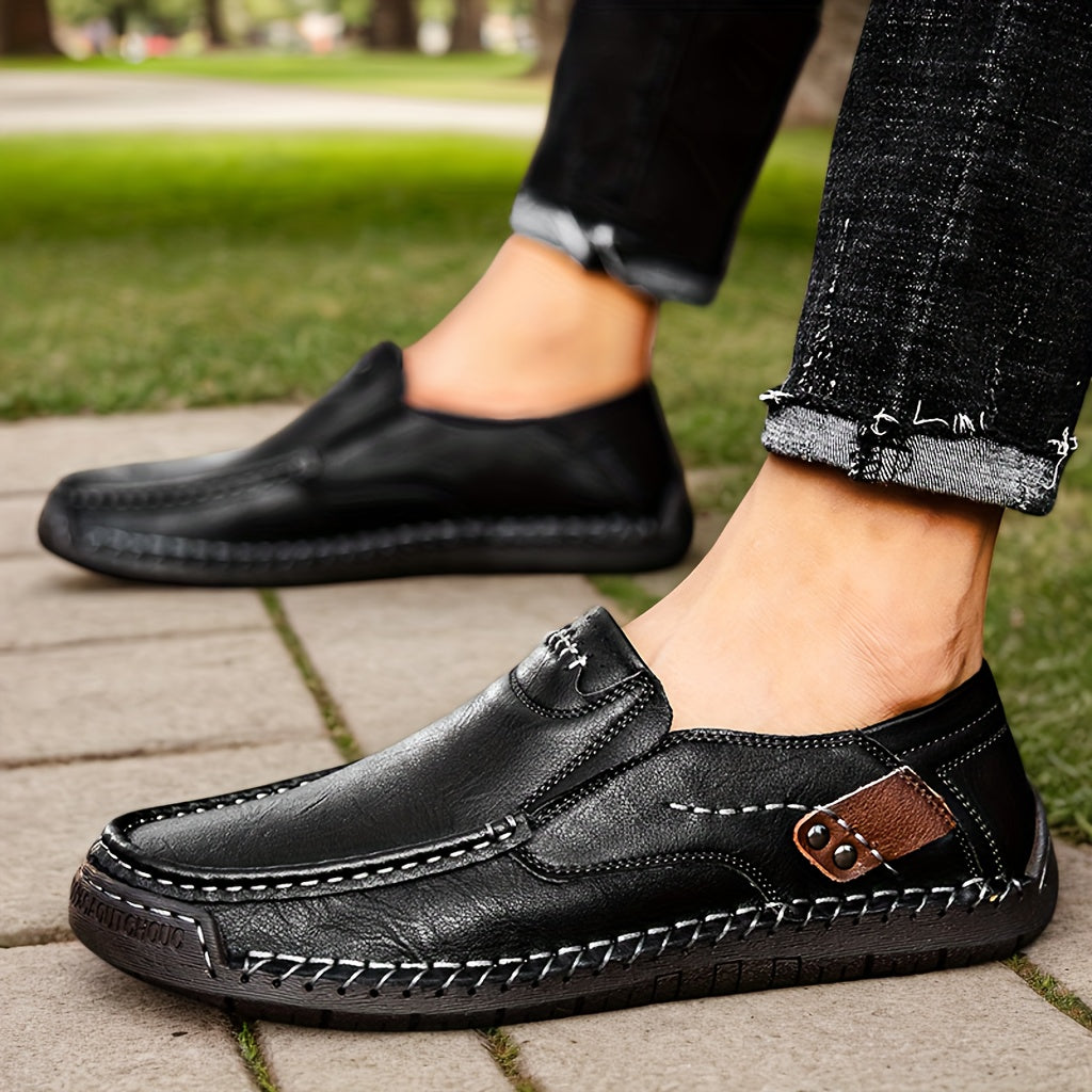 GREKS Men'S Slip-On Loafers - Lightweight Comfortable Casual Shoes with Microfiber Synthetic Upper, EVA Cushioned Insole & Rubber Sole for Driving, Walking, Office & Casual Attire - Black, Office Footwear, Sleek Shoe Design,