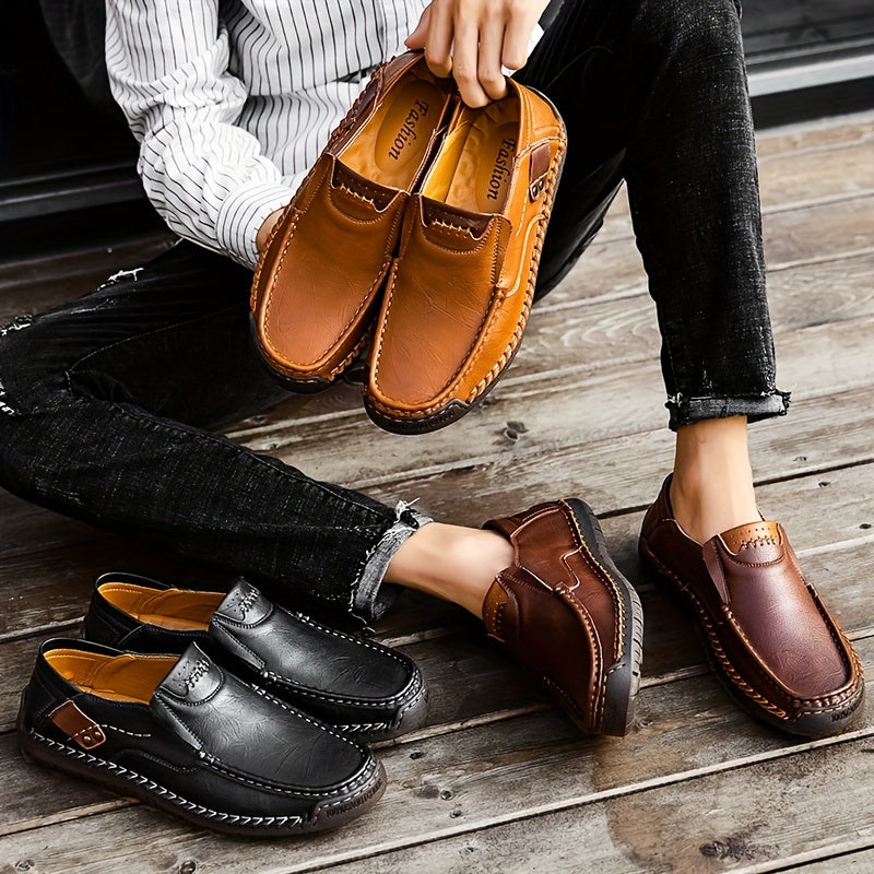 GREKS Men'S Slip-On Loafers - Lightweight Comfortable Casual Shoes with Microfiber Synthetic Upper, EVA Cushioned Insole & Rubber Sole for Driving, Walking, Office & Casual Attire - Black, Office Footwear, Sleek Shoe Design,