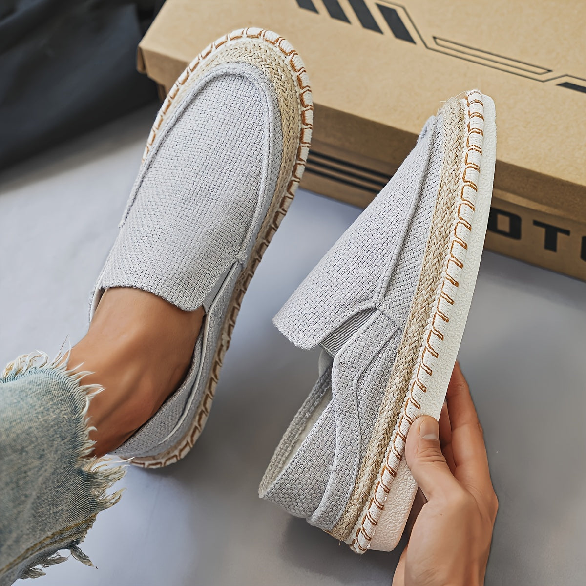 Canvas Loafers with Soft Lightweight Flat Sole, Breathable Espadrille Design for Women