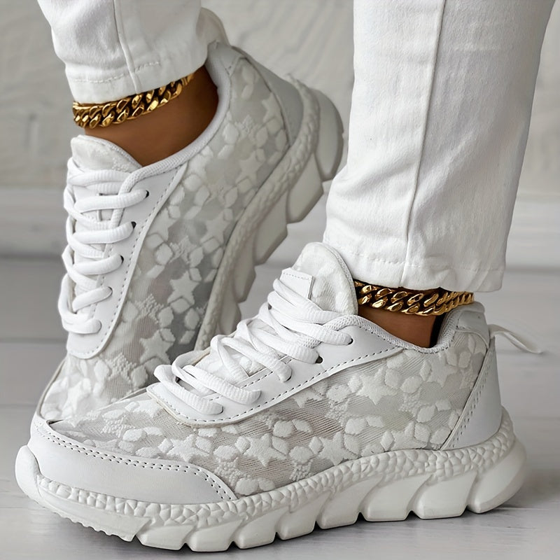 Breathable Floral Sneakers with Cushioned MD Sole for Women