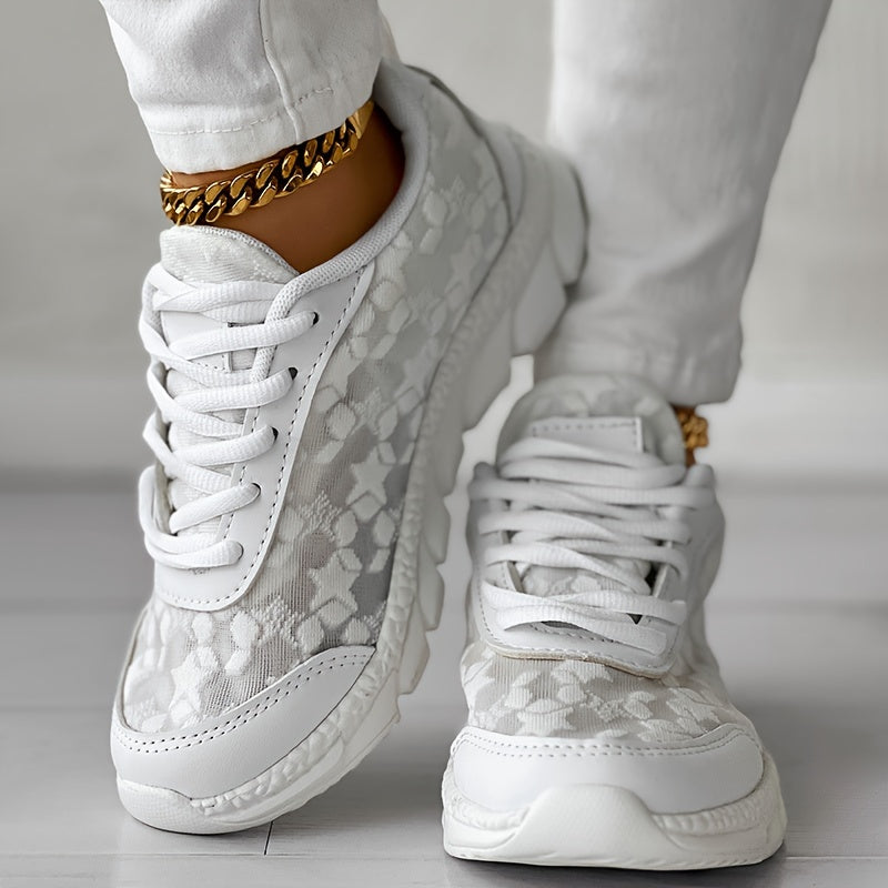 Breathable Floral Sneakers with Cushioned MD Sole for Women