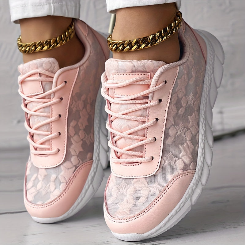 Breathable Floral Sneakers with Cushioned MD Sole for Women