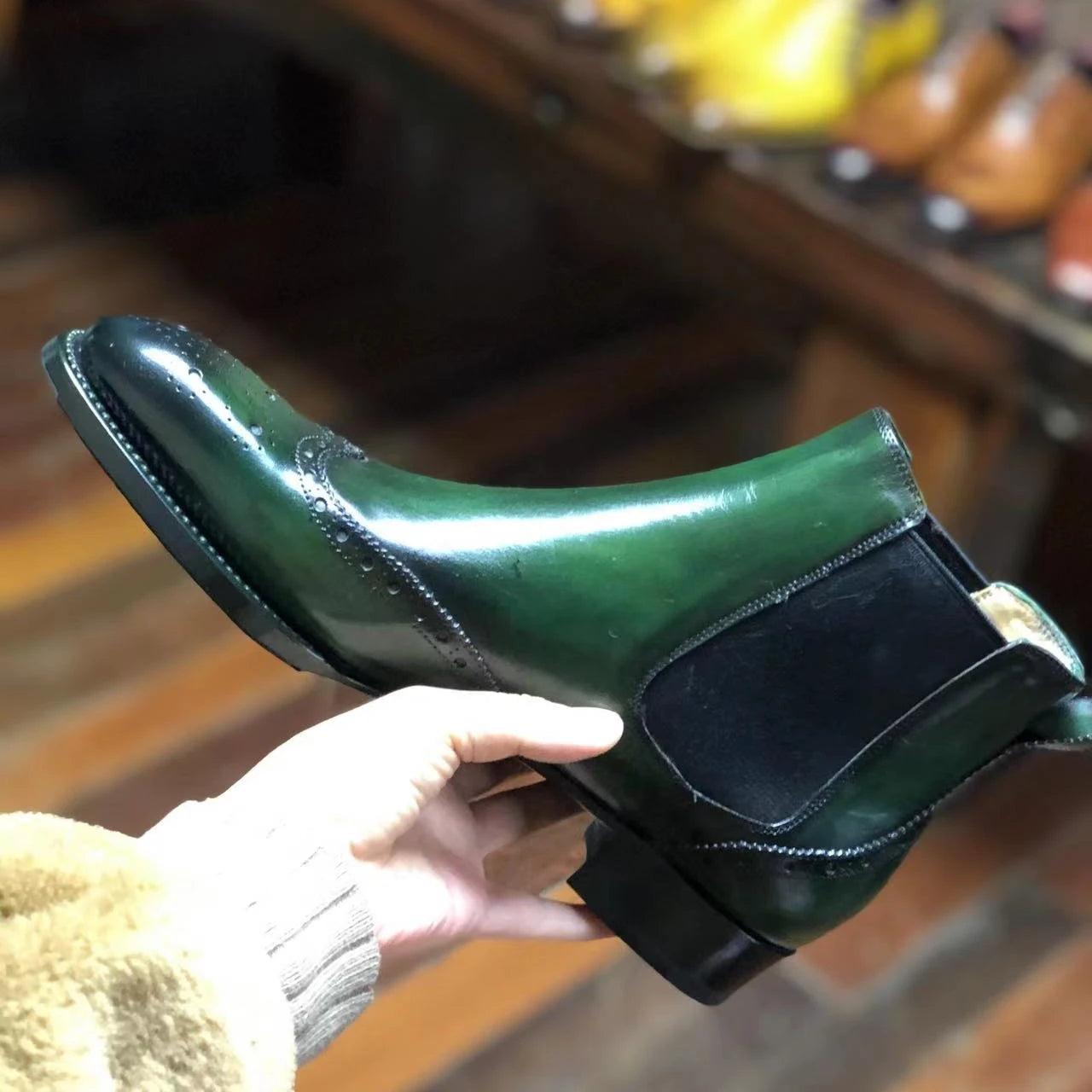Cie MA1 Handmade Leather Brogues Chelsea Ankle Boots Men's Classic Fiddle-Back Waist/Beveled Waist Boot & Matching Color Belt
