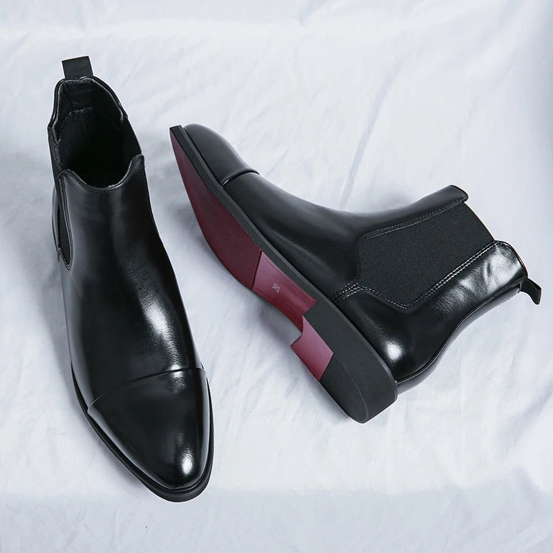 Classic Design Red Bottom Shoes Size 38-46/6.5-12 High Cut Fashion PU Leather Men Chelsea Boots