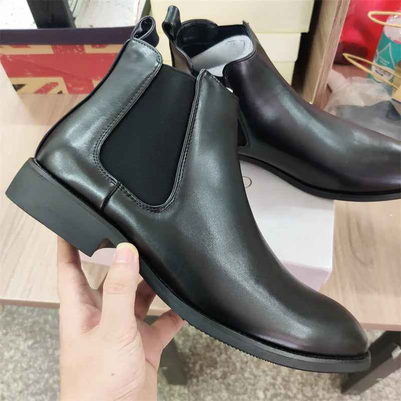Pointed Toe Fashion Breathable Dress Shoes Comfortable Classy Leather Chelsea Boots