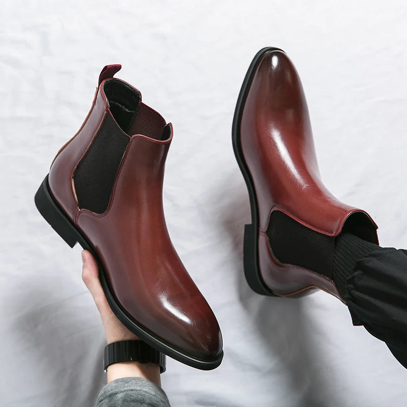 Men's Red Bottom Chelsea Boots Comfortable and Durable Ankle Size 38-46 for Winter and Summer