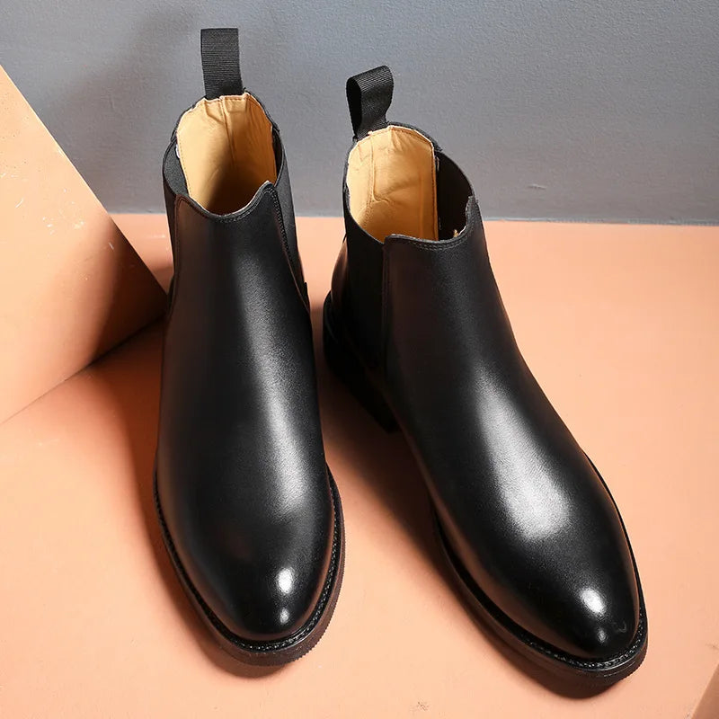 Size 38-46/us 6.5-12 Ankle Leather Boots Cowhide Dress Shoes Classic Good Quality Men Real Leather Chelsea Boots