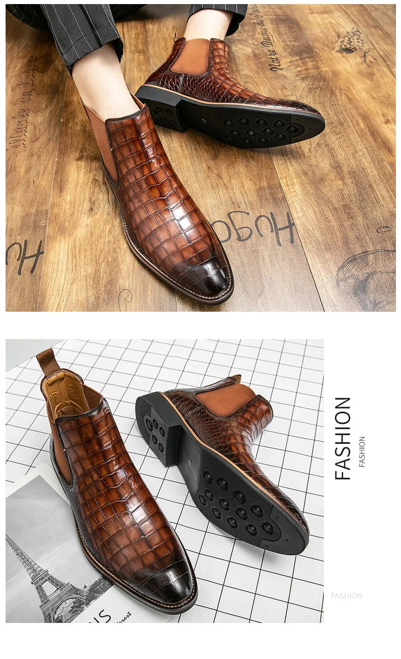 Flat Winter Summer Soft Ankle Rainboots Luxury Designer Stylish Comfortable Chelsea Combat Leather Men's Retro Western PU Boots