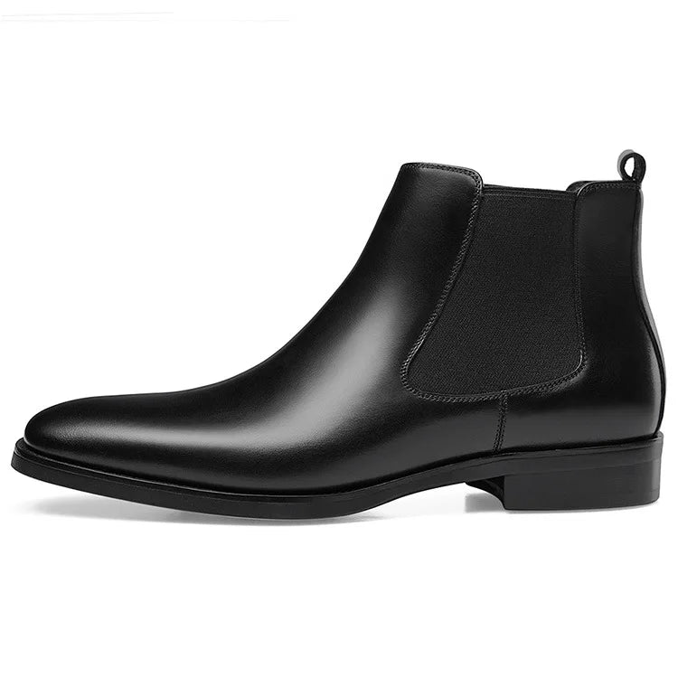 New Arrivals Winter Leather Boots High-top Shoes Chelsea Boots Toe Layer Cowhide Boots Trendy Men's Shoes
