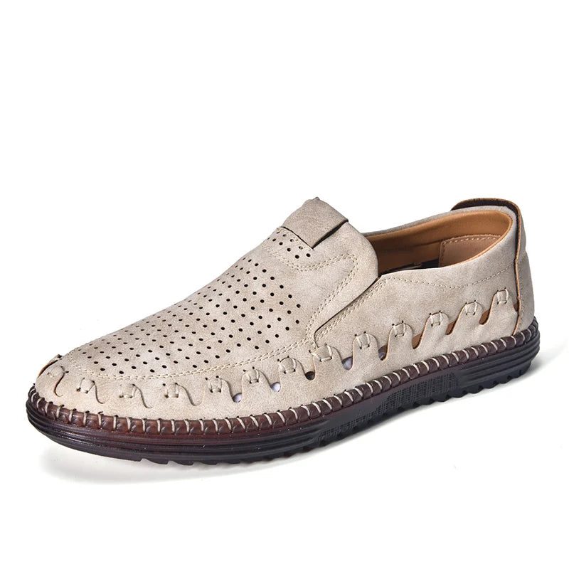 Factory Supply Custom LOGO Service Large Size Breathable Hand Made Men Driving Loafer Leather Shoes