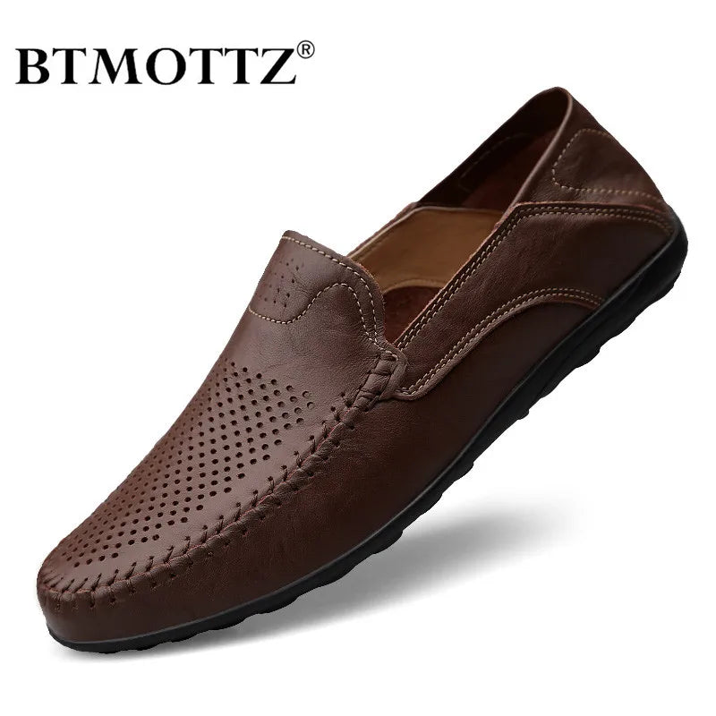Genuine Leather Moccasin Slip on for Men, Plus Size 37-47