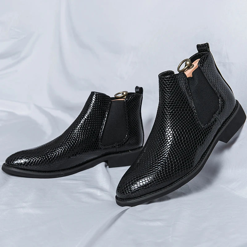 Pointed Toe Fashion Breathable Dress Shoes Comfortable Classy Leather Chelsea Boots