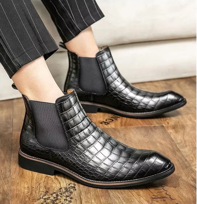 Flat Winter Summer Soft Ankle Rainboots Luxury Designer Stylish Comfortable Chelsea Combat Leather Men's Retro Western PU Boots