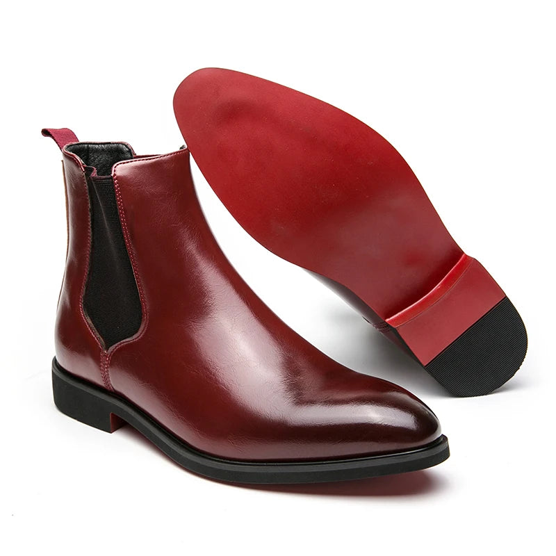 Men's Red Bottom Chelsea Boots Comfortable and Durable Ankle Size 38-46 for Winter and Summer