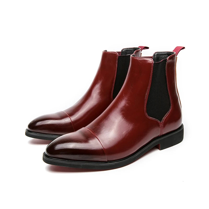 Factory Wholesale Classic Design Red Bottom Shoes Size 38-46/6.5-12 High Cut Fashion Leather Men Chelsea Boots
