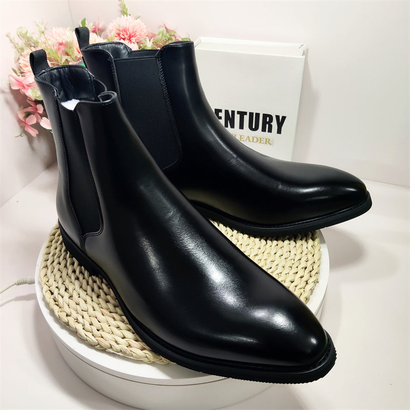 Big Size 38-48 Winter Ankle Chelsea PU Leather Boots Summer Winter Usable Pointed Toe Men Snow Boots