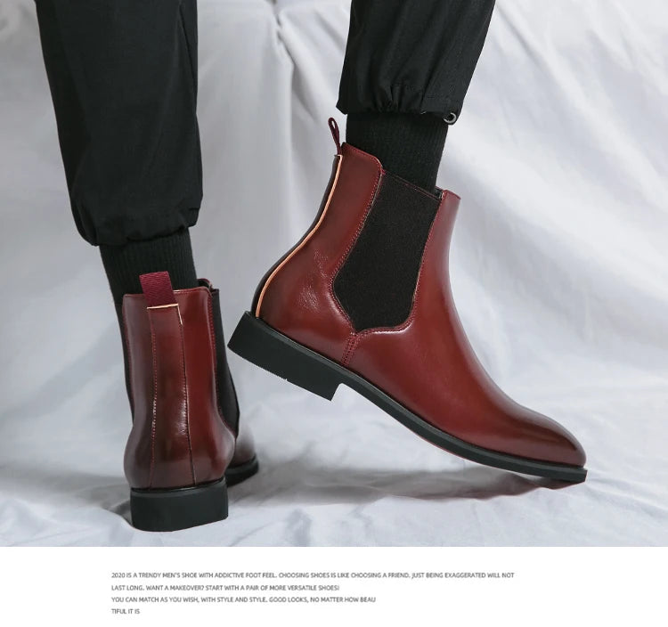 Men's Red Bottom Chelsea Boots Comfortable and Durable Ankle Size 38-46 for Winter and Summer