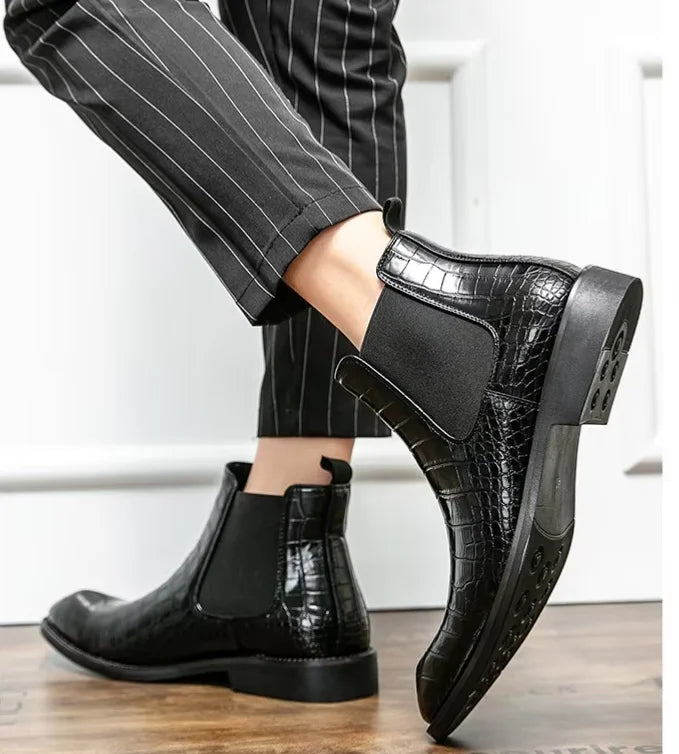 Flat Winter Summer Soft Ankle Rainboots Luxury Designer Stylish Comfortable Chelsea Combat Leather Men's Retro Western PU Boots