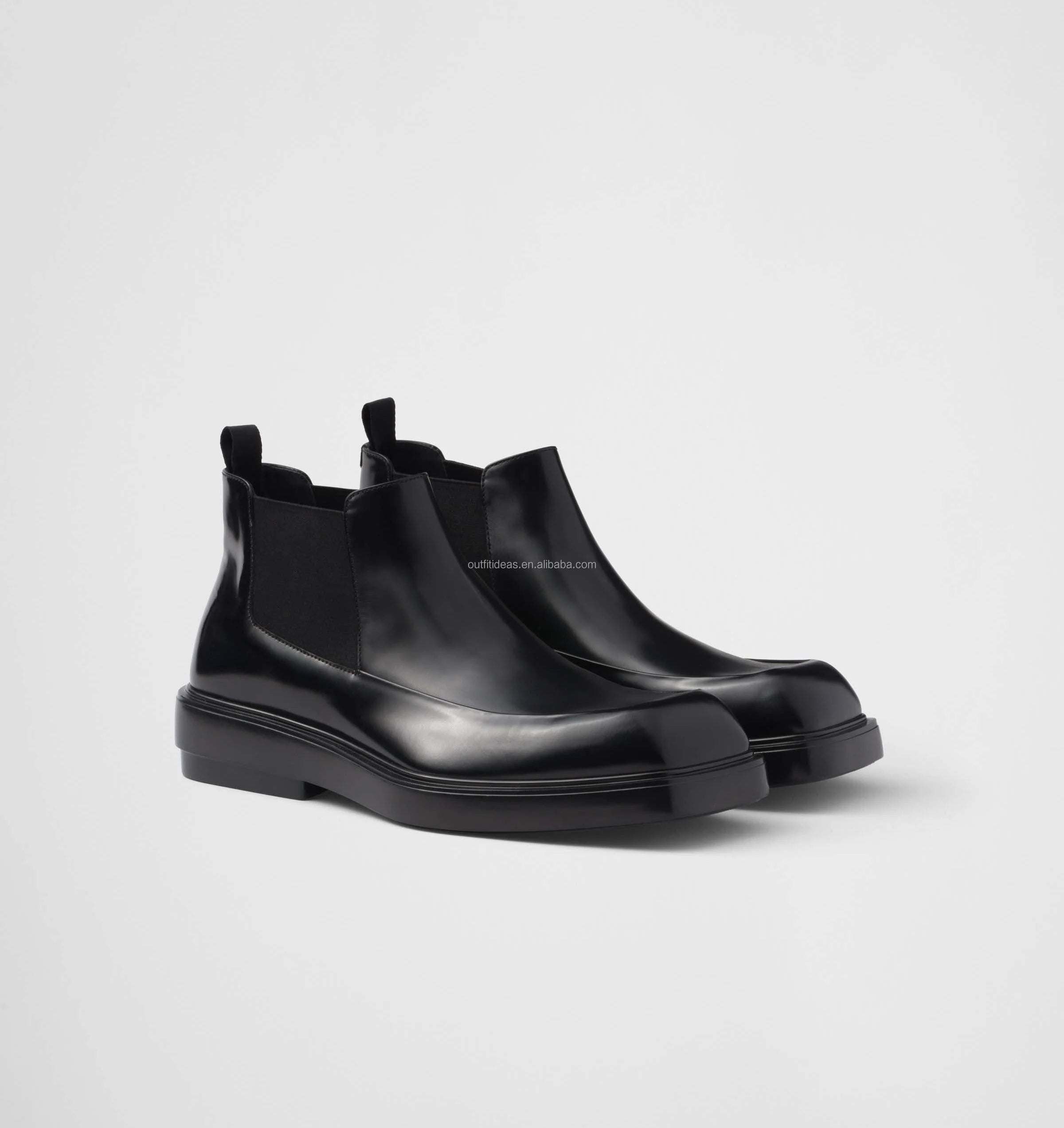 New With Box Unisex Square Toe Shoes for Men Dress Shoes Oxfords Ankle Calf Leather Men's Black Square-Toe Leather Chelsea Boots