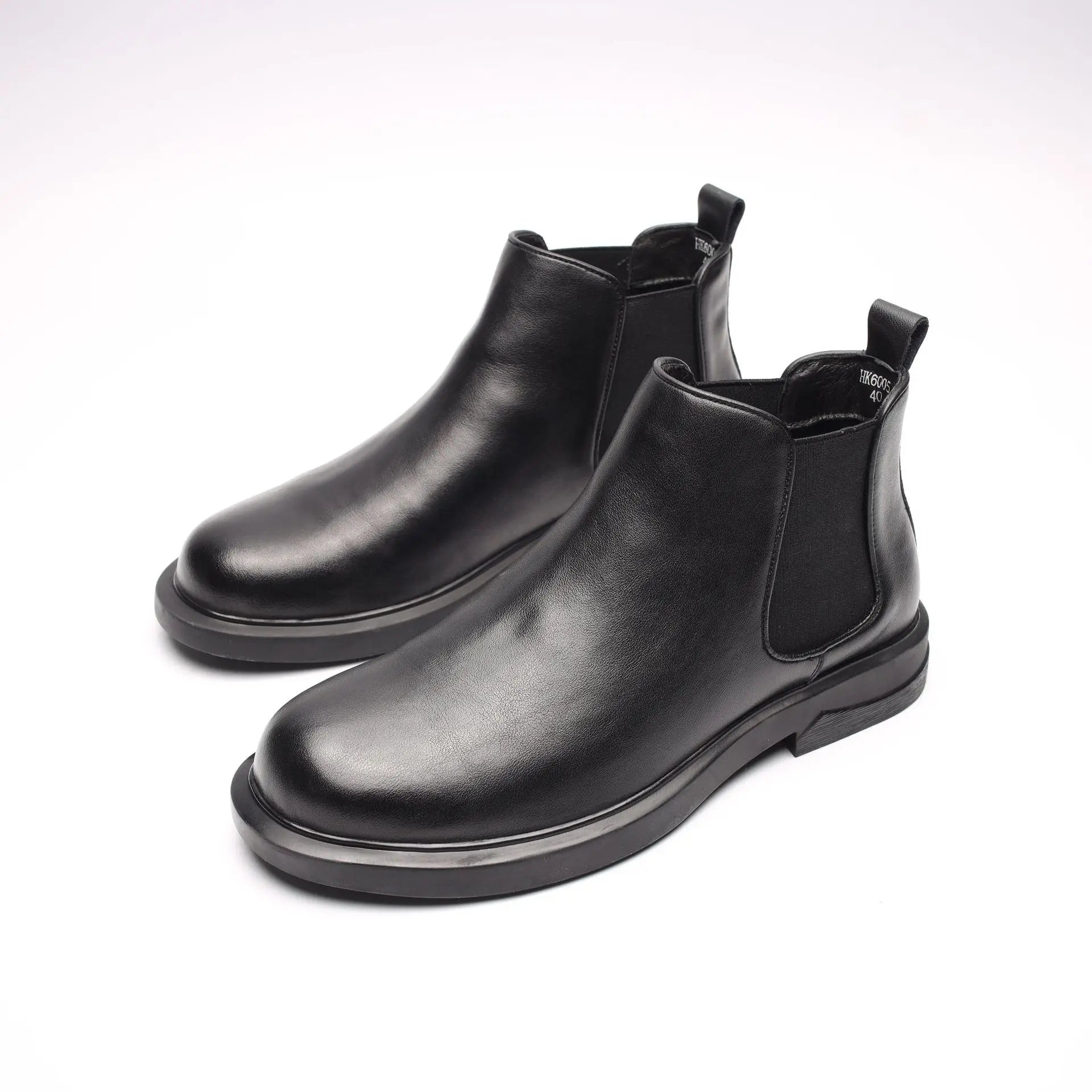 Men's Chelsea Boots Leather Winter Plus Velvet Black Leather Shoes tide  Boots
