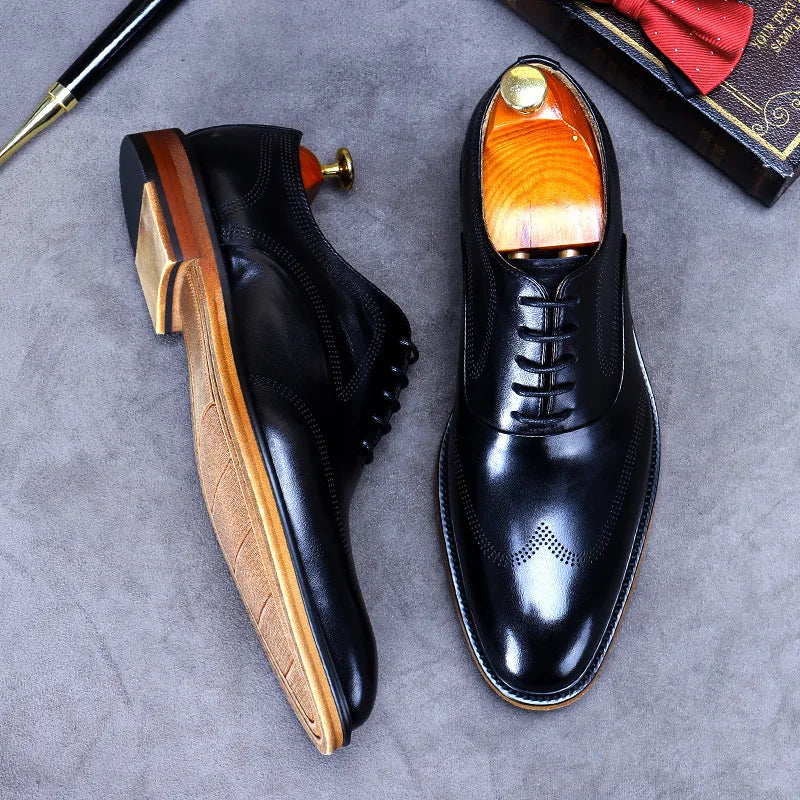 Luxury Genuine Leather Shoes New Style Cowhide Business Formal Shoes Men's Shoes