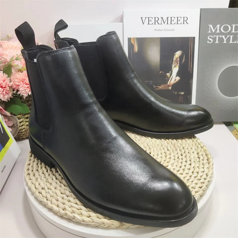 Size 38-46/us 6.5-12 Ankle Leather Boots Cowhide Dress Shoes Classic Good Quality Men Real Leather Chelsea Boots