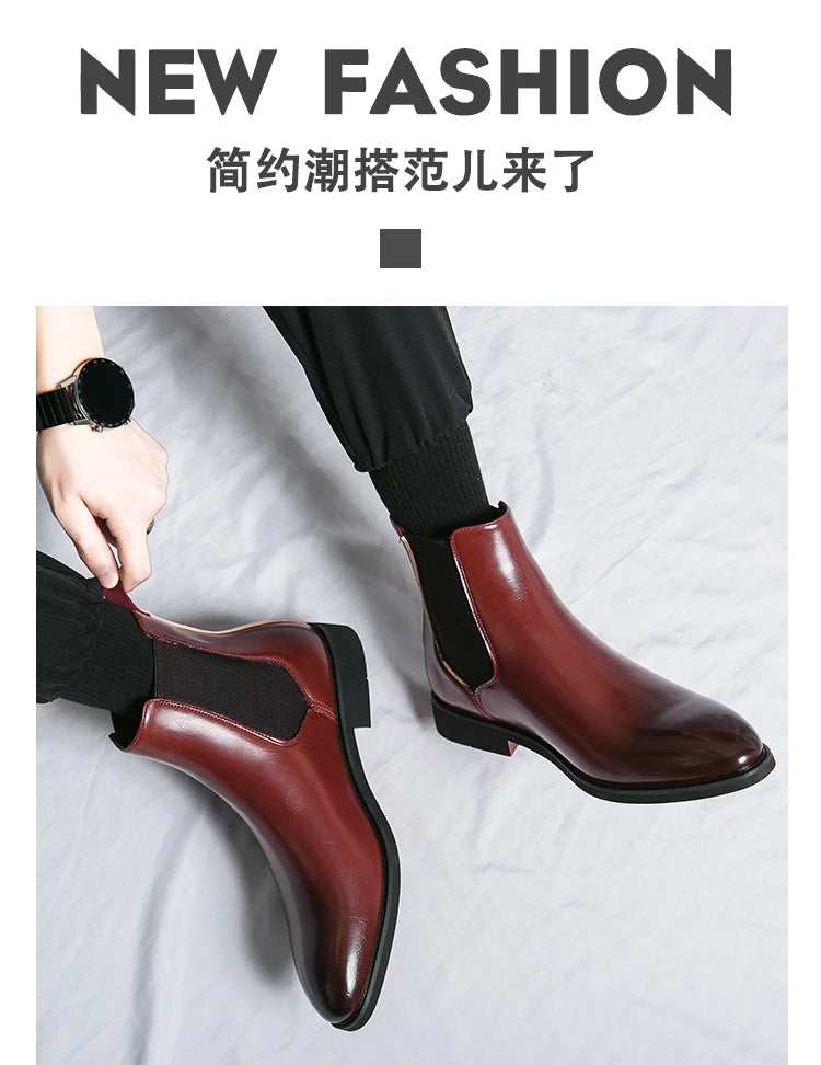 Men's Red Bottom Chelsea Boots Comfortable and Durable Ankle Size 38-46 for Winter and Summer