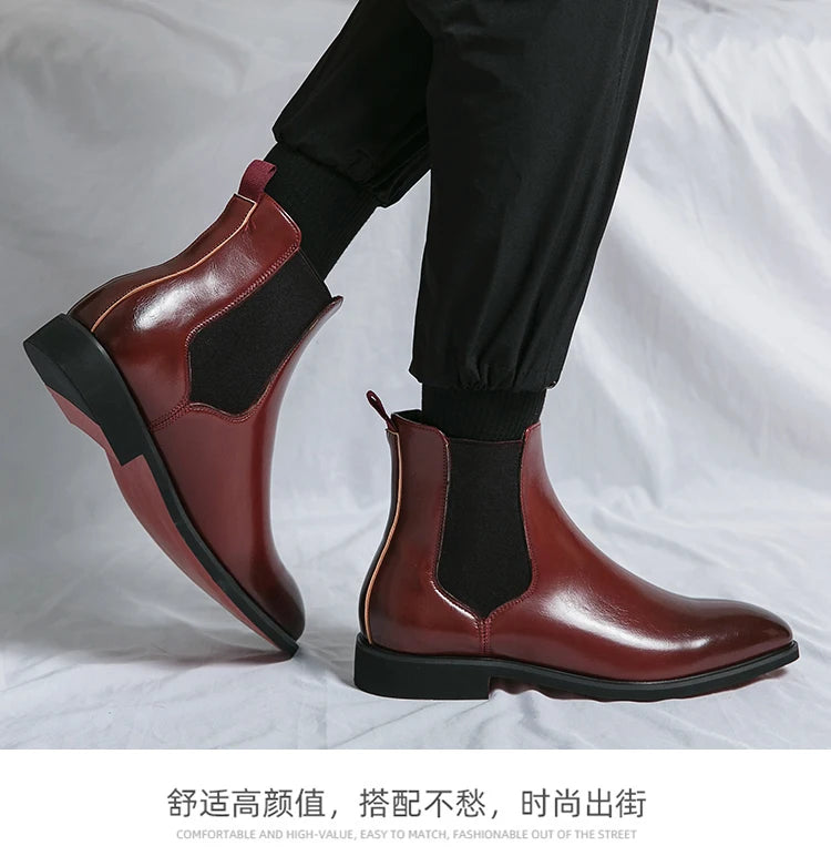 Men's Red Bottom Chelsea Boots Comfortable and Durable Ankle Size 38-46 for Winter and Summer
