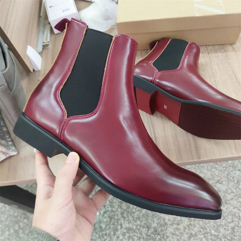 Men's Red Bottom Chelsea Boots Comfortable and Durable Ankle Size 38-46 for Winter and Summer